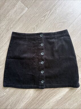 Forever 21 Black Corduroy Button-Front Mini Skirt